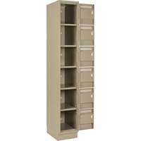 Clean Line Lockerette, 6 -tier, Bank of 4, 48" x 18" x 76", Steel, Beige, Rivet (Assembled) Action Paper