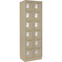 Clean Line Lockerette, 6 -tier, Bank of 2, 24" x 18" x 76", Steel, Beige, Rivet (Assembled) Action Paper