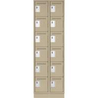 Clean Line Lockerette, 6 -tier, Bank of 2, 24" x 18" x 76", Steel, Beige, Rivet (Assembled) Action Paper