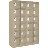 Clean Line Lockerette, 6 -tier, Bank of 4, 48" x 18" x 76", Steel, Beige, Rivet (Assembled) Action Paper