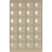 Clean Line Lockerette, 6 -tier, Bank of 4, 48" x 18" x 76", Steel, Beige, Rivet (Assembled) Action Paper