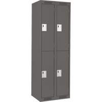 Clean Line Lockers, 2 -tier, Bank of 2, 24" x 18" x 72", Steel, Charcoal, Rivet (Assembled) Action Paper
