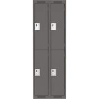 Clean Line Lockers, 2 -tier, Bank of 2, 24" x 18" x 72", Steel, Charcoal, Rivet (Assembled) Action Paper