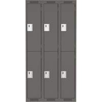 Clean Line Lockers, 2 -tier, Bank of 3, 36" x 18" x 72", Steel, Charcoal, Rivet (Assembled) Action Paper