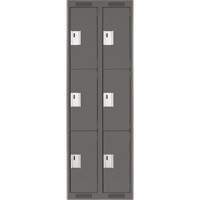 Clean Line Lockers, 3 -tier, Bank of 2, 24" x 18" x 72", Steel, Charcoal, Rivet (Assembled) Action Paper