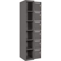 Clean Line Lockerette, 6 -tier, Bank of 4, 48" x 18" x 72", Steel, Charcoal, Rivet (Assembled) Action Paper