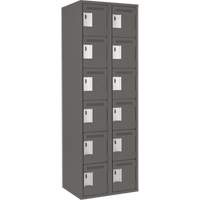 Clean Line Lockerette, 6 -tier, Bank of 2, 24" x 18" x 72", Steel, Charcoal, Rivet (Assembled) Action Paper