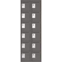 Clean Line Lockerette, 6 -tier, Bank of 2, 24" x 18" x 72", Steel, Charcoal, Rivet (Assembled) Action Paper