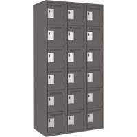 Clean Line Lockerette, 6 -tier, Bank of 3, 36" x 18" x 72", Steel, Charcoal, Rivet (Assembled) Action Paper