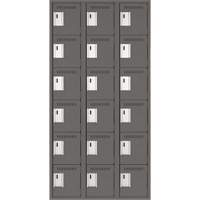 Clean Line Lockerette, 6 -tier, Bank of 3, 36" x 18" x 72", Steel, Charcoal, Rivet (Assembled) Action Paper