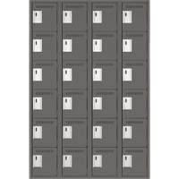 Clean Line Lockerette, 6 -tier, Bank of 4, 48" x 18" x 72", Steel, Charcoal, Rivet (Assembled) Action Paper