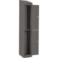 Clean Line Lockers, 2 -tier, Bank of 4, 48" x 18" x 78", Steel, Charcoal, Rivet (Assembled) Action Paper