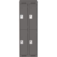 Clean Line Lockers, 2 -tier, Bank of 2, 24" x 18" x 78", Steel, Charcoal, Rivet (Assembled) Action Paper