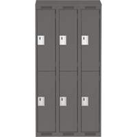 Clean Line Lockers, 2 -tier, Bank of 3, 36" x 18" x 78", Steel, Charcoal, Rivet (Assembled) Action Paper