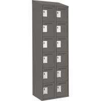 Clean Line Lockerette, 6 -tier, Bank of 2, 24" x 18" x 78", Steel, Charcoal, Rivet (Assembled) Action Paper