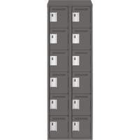 Clean Line Lockerette, 6 -tier, Bank of 2, 24" x 18" x 78", Steel, Charcoal, Rivet (Assembled) Action Paper