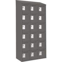 Clean Line Lockerette, 6 -tier, Bank of 3, 36" x 18" x 78", Steel, Charcoal, Rivet (Assembled) Action Paper