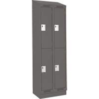 Clean Line Lockers, 2 -tier, Bank of 2, 24" x 18" x 82", Steel, Charcoal, Rivet (Assembled) Action Paper
