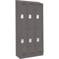 Clean Line Lockers, 2 -tier, Bank of 3, 36" x 18" x 82", Steel, Charcoal, Rivet (Assembled) Action Paper