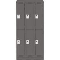 Clean Line Lockers, 2 -tier, Bank of 3, 36" x 18" x 82", Steel, Charcoal, Rivet (Assembled) Action Paper