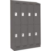 Clean Line Lockers, 2 -tier, Bank of 4, 48" x 18" x 82", Steel, Charcoal, Rivet (Assembled) Action Paper