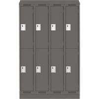 Clean Line Lockers, 2 -tier, Bank of 4, 48" x 18" x 82", Steel, Charcoal, Rivet (Assembled) Action Paper