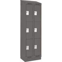Clean Line Lockers, 3 -tier, Bank of 2, 24" x 18" x 82", Steel, Charcoal, Rivet (Assembled) Action Paper