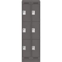 Clean Line Lockers, 3 -tier, Bank of 2, 24" x 18" x 82", Steel, Charcoal, Rivet (Assembled) Action Paper