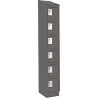 Clean Line Lockerette, 6 -tier, 12" x 18" x 82", Steel, Charcoal, Rivet (Assembled) Action Paper