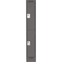Clean Line Lockers, 2 -tier, 12" x 18" x 76", Steel, Charcoal, Rivet (Assembled) Action Paper