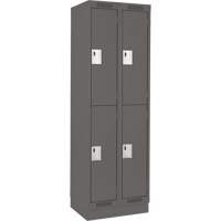 Clean Line Lockers, 2 -tier, Bank of 2, 24" x 18" x 76", Steel, Charcoal, Rivet (Assembled) Action Paper