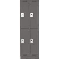 Clean Line Lockers, 2 -tier, Bank of 2, 24" x 18" x 76", Steel, Charcoal, Rivet (Assembled) Action Paper