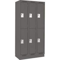 Clean Line Lockers, 2 -tier, Bank of 3, 36" x 18" x 76", Steel, Charcoal, Rivet (Assembled) Action Paper