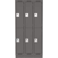 Clean Line Lockers, 2 -tier, Bank of 3, 36" x 18" x 76", Steel, Charcoal, Rivet (Assembled) Action Paper