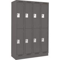 Clean Line Lockers, 2 -tier, Bank of 4, 48" x 18" x 76", Steel, Charcoal, Rivet (Assembled) Action Paper