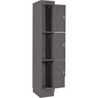Clean Line Lockers, 3 -tier, Bank of 4, 48" x 18" x 76", Steel, Charcoal, Rivet (Assembled) Action Paper
