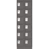 Clean Line Lockerette, 6 -tier, Bank of 2, 24" x 18" x 76", Steel, Charcoal, Rivet (Assembled) Action Paper