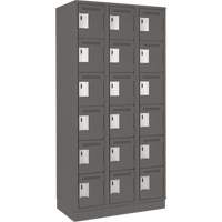 Clean Line Lockerette, 6 -tier, Bank of 3, 36" x 18" x 76", Steel, Charcoal, Rivet (Assembled) Action Paper