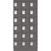 Clean Line Lockerette, 6 -tier, Bank of 3, 36" x 18" x 76", Steel, Charcoal, Rivet (Assembled) Action Paper