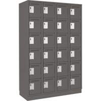 Clean Line Lockerette, 6 -tier, Bank of 4, 48" x 18" x 76", Steel, Charcoal, Rivet (Assembled) Action Paper