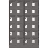 Clean Line Lockerette, 6 -tier, Bank of 4, 48" x 18" x 76", Steel, Charcoal, Rivet (Assembled) Action Paper
