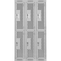Clean Line Lockers, 2 -tier, Bank of 3, 36" x 12" x 72", Steel, Grey, Rivet (Assembled), Perforated Action Paper