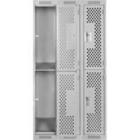 Clean Line Lockers, 2 -tier, Bank of 3, 36" x 12" x 72", Steel, Grey, Rivet (Assembled), Perforated Action Paper