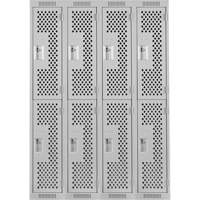 Casiers Clean Line, 2 niveaux, Bloc de 4, 48" x 15" x 72", Acier, Gris, Rivet (assembl&eacute;), Perfor&eacute; Action Paper
