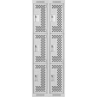 Casiers Clean Line, 3 niveaux, Bloc de 2, 24" x 12" x 72", Acier, Gris, Rivet (assembl&eacute;), Perfor&eacute; Action Paper