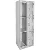 Casiers Clean Line, 3 niveaux, Bloc de 2, 24" x 12" x 72", Acier, Gris, Rivet (assembl&eacute;), Perfor&eacute; Action Paper