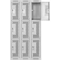 Casiers Clean Line, 3 niveaux, Bloc de 3, 36" x 12" x 72", Acier, Gris, Rivet (assembl&eacute;), Perfor&eacute; Action Paper