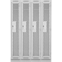 Clean Line Lockers, Bank of 4, 48" x 18" x 76", Steel, Grey, Rivet (Assembled), Perforated Action Paper