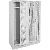 Clean Line Lockers, Bank of 4, 48" x 18" x 76", Steel, Grey, Rivet (Assembled), Perforated Action Paper