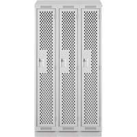 Clean Line Lockers, Bank of 3, 36" x 18" x 82", Steel, Grey, Rivet (Assembled), Perforated Action Paper